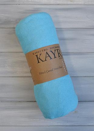 Простирадло kayra 180 x 200 +25 см махрове на гумці бірюзовий