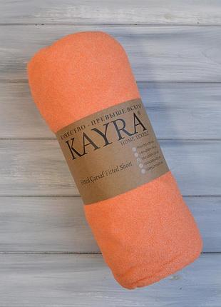 Простирадло kayra 140 x 200 +25 см махрове на гумці оранжевий