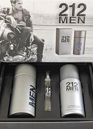Мужские духи carolina herrera 212 men (каролина эррера 212 мэн) набор (edp/100ml/мл + edp/10ml/мл + deo/150ml/мл)