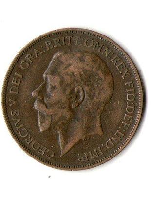 Большая британия ø король георг v 1 пенни, 1926 год бронза, 9.45g, ø 30.8mm no3289