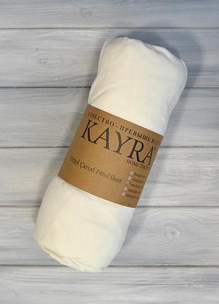 Простирадло kayra 160 х 200 +25см трикотажне на гумці кремовий