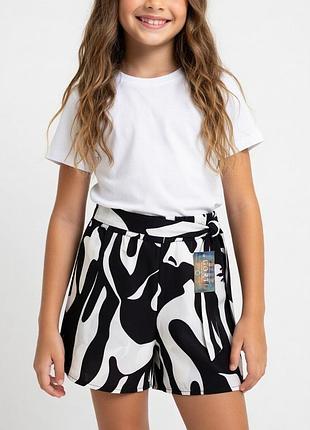 Детские летние шорты для девочки чёрно-белые 140р