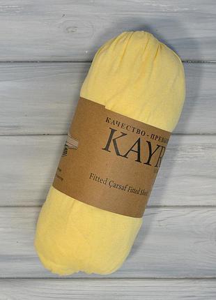 Простирадло kayra 180 x 200 +25 см махрове на гумці жовтий