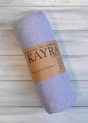 Простирадло kayra 180 x 200 +25 см махрове на гумці блідо-фіолетовий