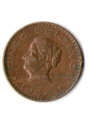 Мексика 1977 мексиканские штаты 5 сентаво, 1944 год бронза, 6.5g, ø 25.5mm no3303