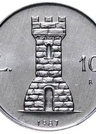 Сан-марино 10 лир, 1987 15 лет восстановления чеканки монет алюминий, 1.6g, ø 23.3mm no2214