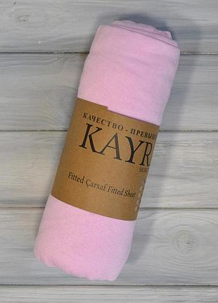 Простирадло kayra 160 х 200 +25см трикотажне на гумці рожевий