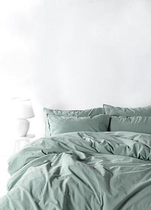 Постільна білизна limasso stonewashed ranforse 160 х 220 см natural green