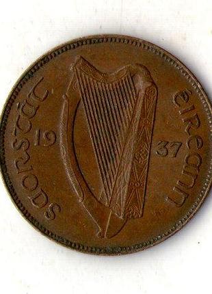 Ирландское свободноециональное 1 пенни, 1937 год бронза, 9.45g, ø 30.9mm no2085
