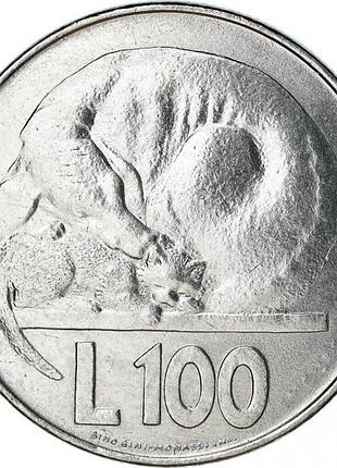 Сан-марино 100 лир, 1975 любовь у животных нержавеющая сталь, 8g, ø 27.8mm no1800/9