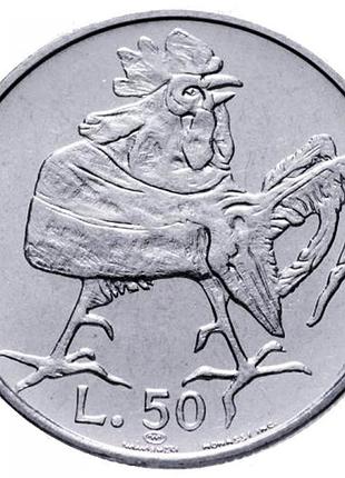 Сан марино 50 лир, 1974 нержавеющая сталь, 6.25g, ø 24.8mm no1747