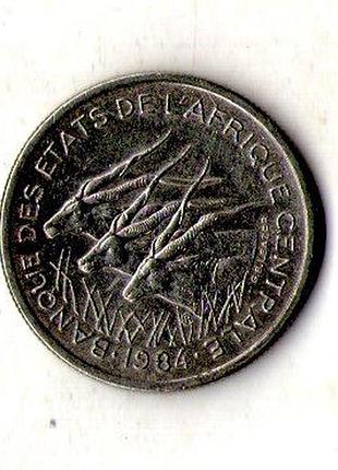 Центральная африка (beac) 50пишем, 1984 год никель, 4.7g, ø 21.5mm no325