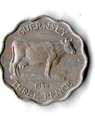 Гернси 3 пенса, 1959 год медно-никелевый сплав, 6.72g, ø 21mm no1938