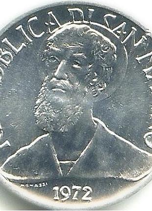 Сан марино 1 лира, 1972 алюминий, 0.625g, ø 17.2mm no3015