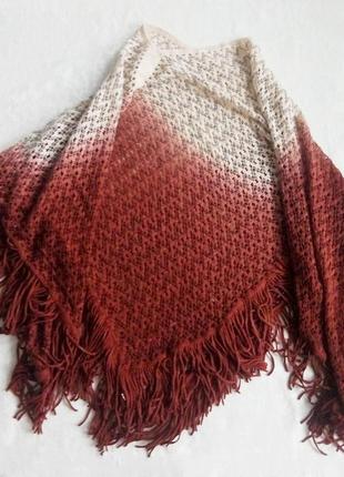 Вязаное мягкое пончо накидка