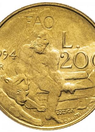 Сан марино 200 лир, 1994 алюминий-бронза, 5g, ø 24mm no2401