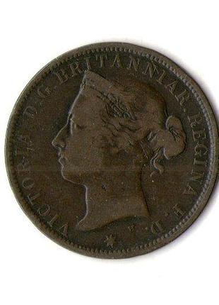 Джерси королева виктория 1/12 system, 1877 год бронза, 9.15g, ø 30.69mm no2725