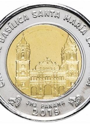 Панама 1 бальбоа, 2019 собор базилика святой марии биметал, 7.2g, ø 26.5mm no2859