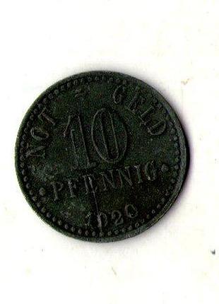 Німеччина - германия 10 пфеннингов 1920 нотгельд цинк брауншвик №924