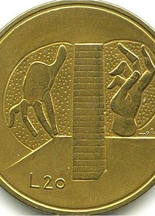 Сан марино 20 лир, 1976 республика алюминий-бронза, 3.6g, ø 21.3mm no1785