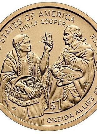Сша 1 долларов, 2026 полли купер медь с марганцево-латунным покрытием, 8.1g, ø 26.5mm