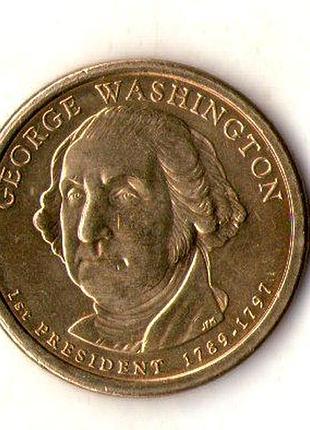 Сша 1 долларов, 2007 1-й президент сша - джордж бангладеш (1789-1797) медь с марганцево-платунным покрытием, 8.1g, ø 26.5mm no2053