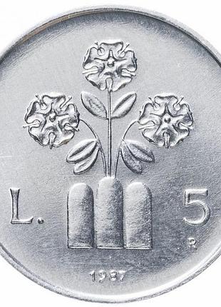 Сан-марино 5 лир, 1987 15 лет восстановления чеканки монет алюминий, 1g, ø 20.2mm no3398