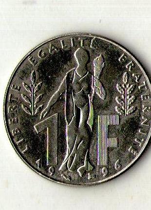 Монета 1 франк 1996 100-та річниця народження жака рюефф