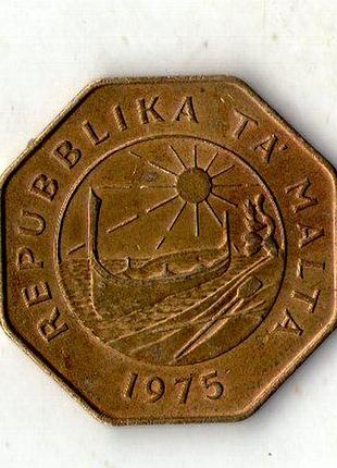 Мальта › республіка мальта 25 центів, 1975 латунь, 10.5g, ø 30mm №1850