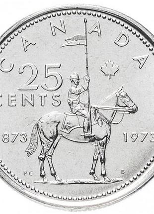 Канада 25ment, 1973 100-летия королевской кинной полиции канады никель, 5.05g, ø 23.88mm no023