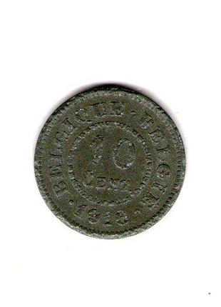 Бельгия ø король альберт i 10 сантимов, 1916 год цинк, 4g, ø 22mm no316