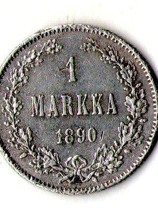 Фінляндія › iмператор олександр iii 1 марка 1890 рік срібло №3021