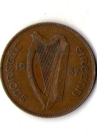 Ирландия ирландская свободная империя 1 пенни, 1937 год бронза, 9.45g, ø 30.9mm no2732
