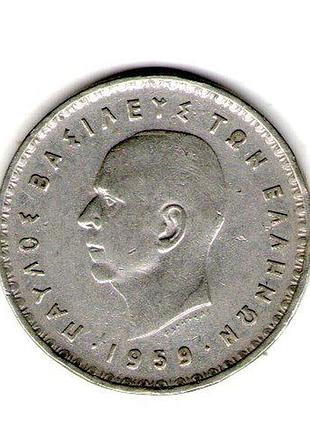 Греция ø король константин ii 10 драхм, 1959 год никель, 10g, ø 30mm no2229