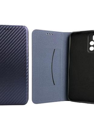 Чехол книжка для телефона xiaomi redmi 10 fiber на магните с функцией подставки и карманом для карт dark blue 4you