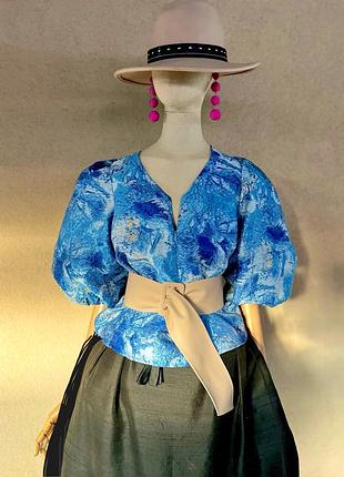Вискоза, нарядная жаккардовая блуза,co,couture