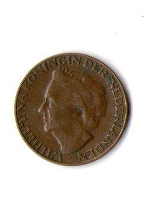 Нидерланды ø королева вильгельмина 1 цент, 1948 бронза, 1.9g, ø 17mm no1975
