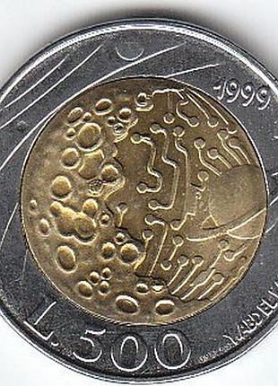 Сан-марино 500 лир, 1999 биметалл, 6.8g, ø 25.8mm no2379
