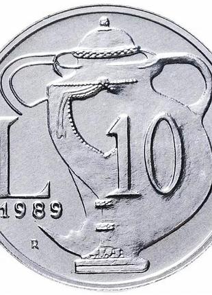 Сан-марино 10 лир, 1989 шестнадцать веков истории алюминий, 1.6g, ø 23.3mm no2144