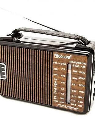 Радіоприймач fm аналоговий потужний golon rx-a608acw від мережі та батарейок r20 105х160х60мм wood
