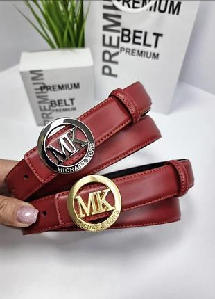 Кожаный ремень michael kors 3 см, ремень майкл корс 3 см, ремень натуральная кожа, брендовый ремень коралловый