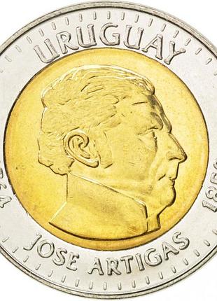Уругвай 10 песо, 2000 биметалл, 10.5g, ø 28mm noб
