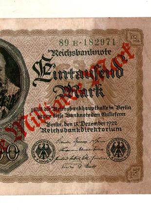 Германия веймарская республика 1 миллиард марок надпечатка на 1000 м. 1922 год no414