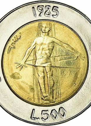 Сан-марино 500 лир, 1985 борьба против наркотиков биметалл, 6.8g, ø 25.8mm no2376