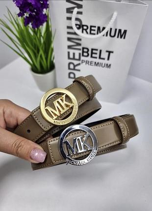 Кожаный ремень michael kors 3 см, ремень майкл корс 3 см, ремень натуральная кожа, брендовый ремень темно-коричневий