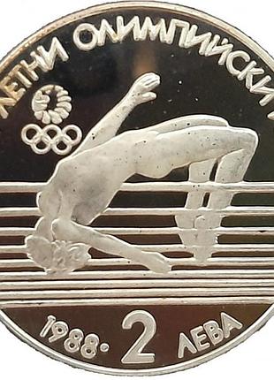 Болгария 2 льва, 1988 xxiv летние олимпийские игры в сеули медно-никелевый сплав, 11g, ø 30mm no1742