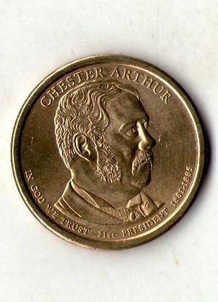 Сша 1 долларов, 2012 сша - честер алан артур (1881-1885) медь с марганцево-платунным покрытием, 8.1g, ø 26.5mm no3326