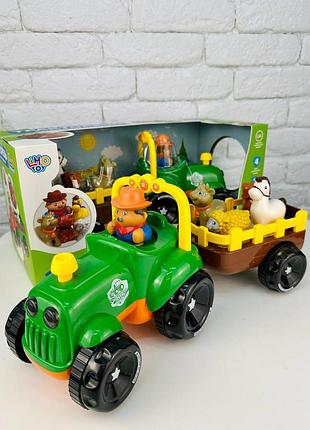 Детский интерактивный трактор с животными limo toy m 5572 ua зеленый