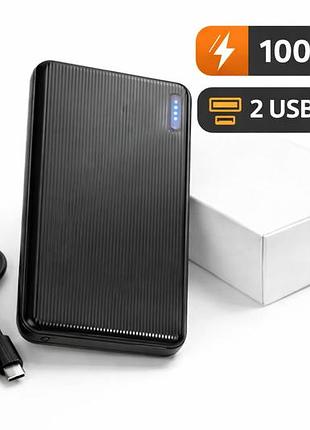 Павербанк "powerbank b10 compact" 10000 mah, 2usb, 5v/2.4a, micro-usb, type-c