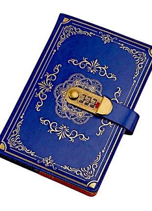 Блокнот ежедневник синий с рисунком с кодовым замком rainbow style-metal 212*145*25 мм